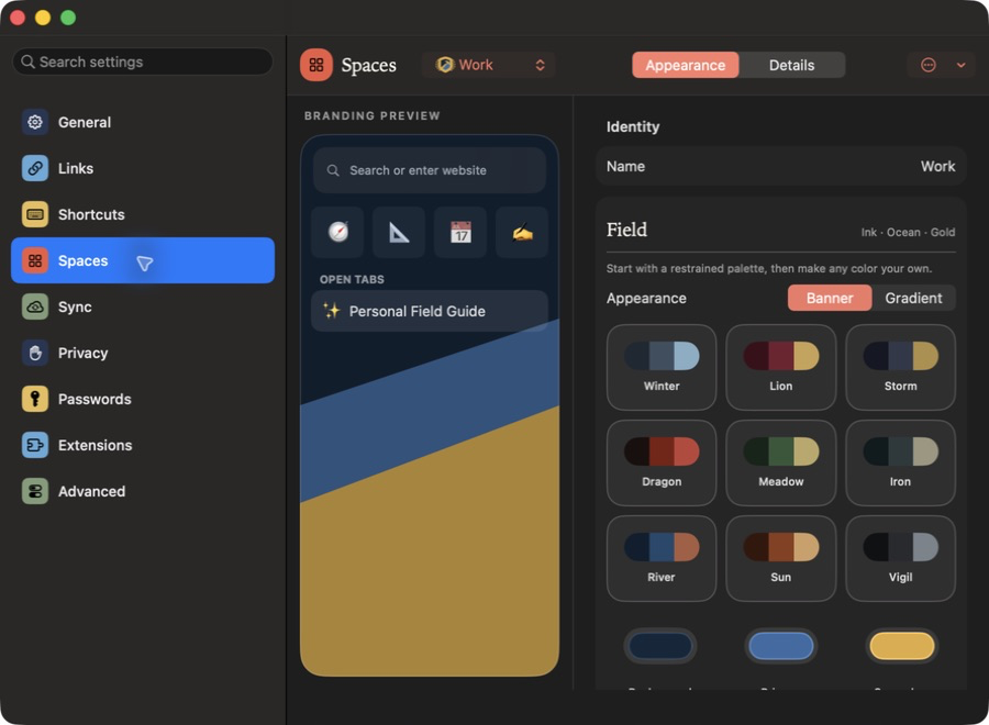 Space Forge on Mac with crest, palette, and Banner controls