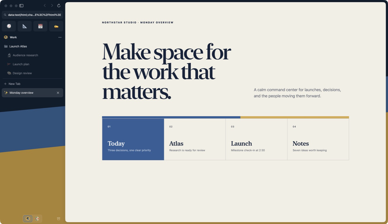 Crest Work Space on Mac with its sidebar and project dashboard